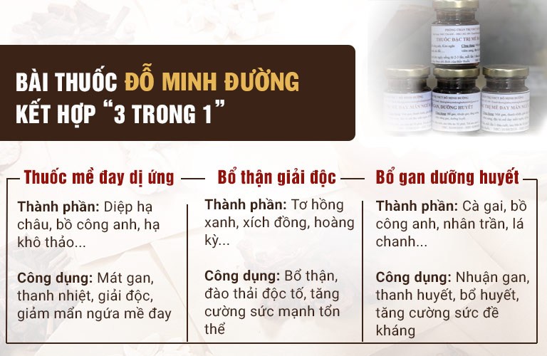 Bài thuốc Mề đay Đỗ Minh của Đỗ Minh Đường có tận 3 loại thuốc